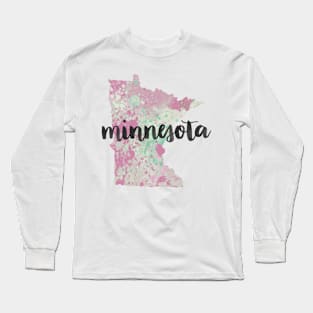 minnesota - calligraphy and abstract state outline Long Sleeve T-Shirt